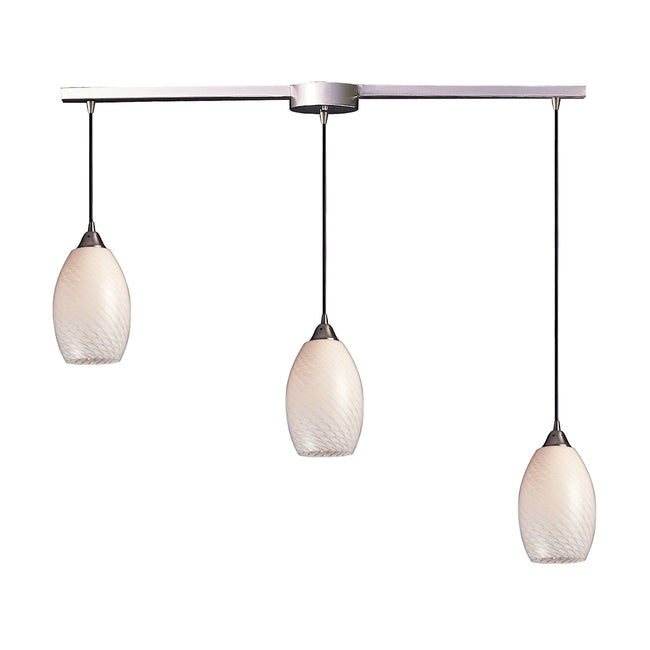 ELK Lighting 517-3L-WS - Mulinello 5" Wide 3-Light Linear Pendant Fixture in Satin Nickel with White