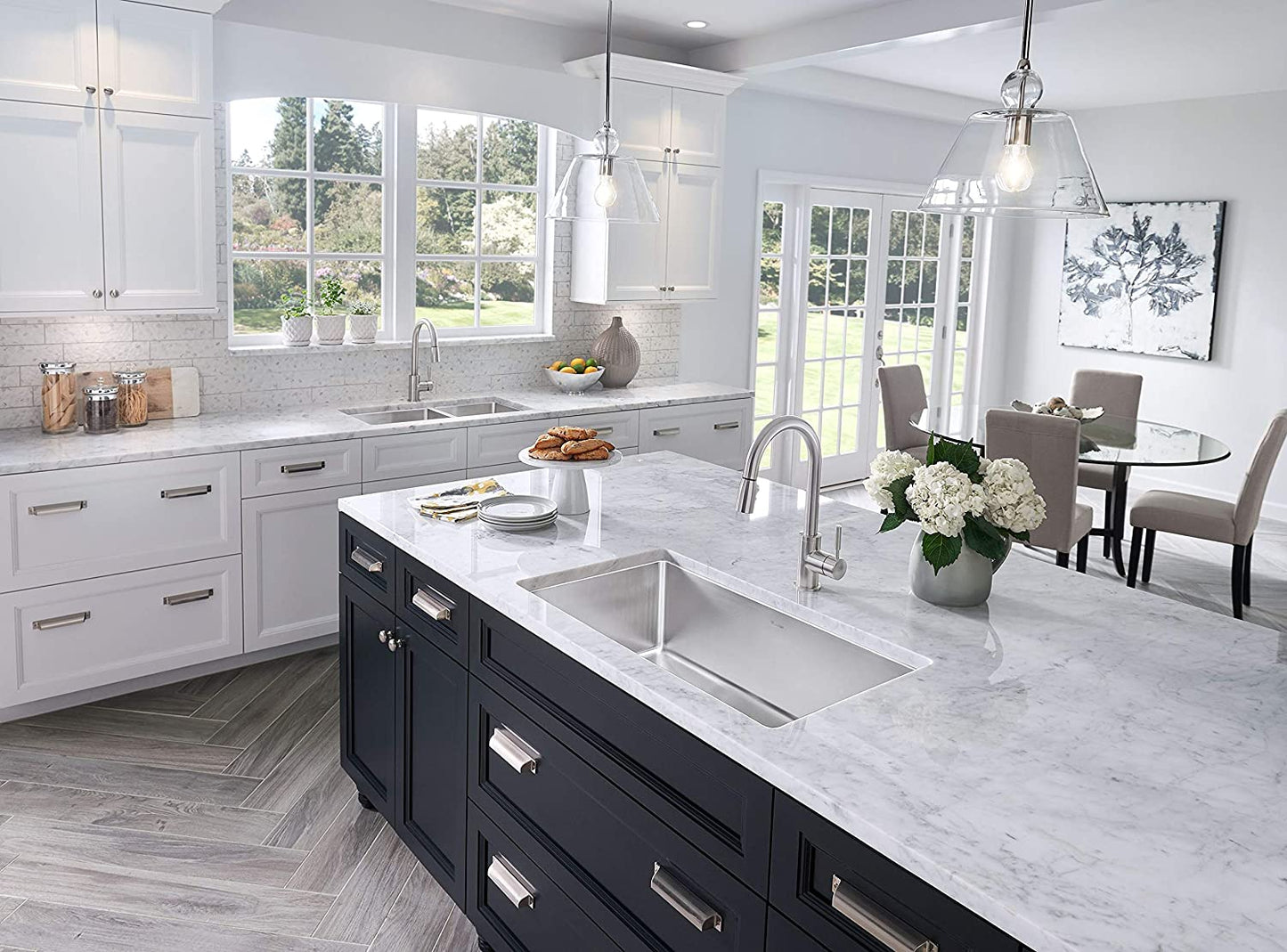 Quatrus R15 Under Mount Single Bowl Kitchen Sink, Large, Stainless Steel