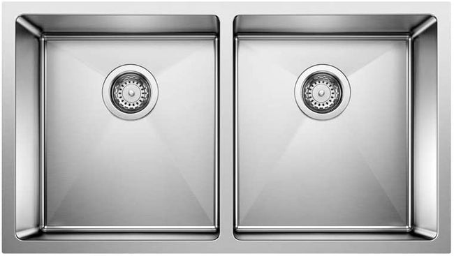 Quatrus R15 Under Mount Equal Double Bowl Kitchen Sink, Large, Stainless Steel
