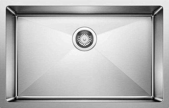 Quatrus R15 Undermount Stainless Steel 28 in. Single Bowl Kitchen Sink, 31.9" L x 19.25" W x 9" H