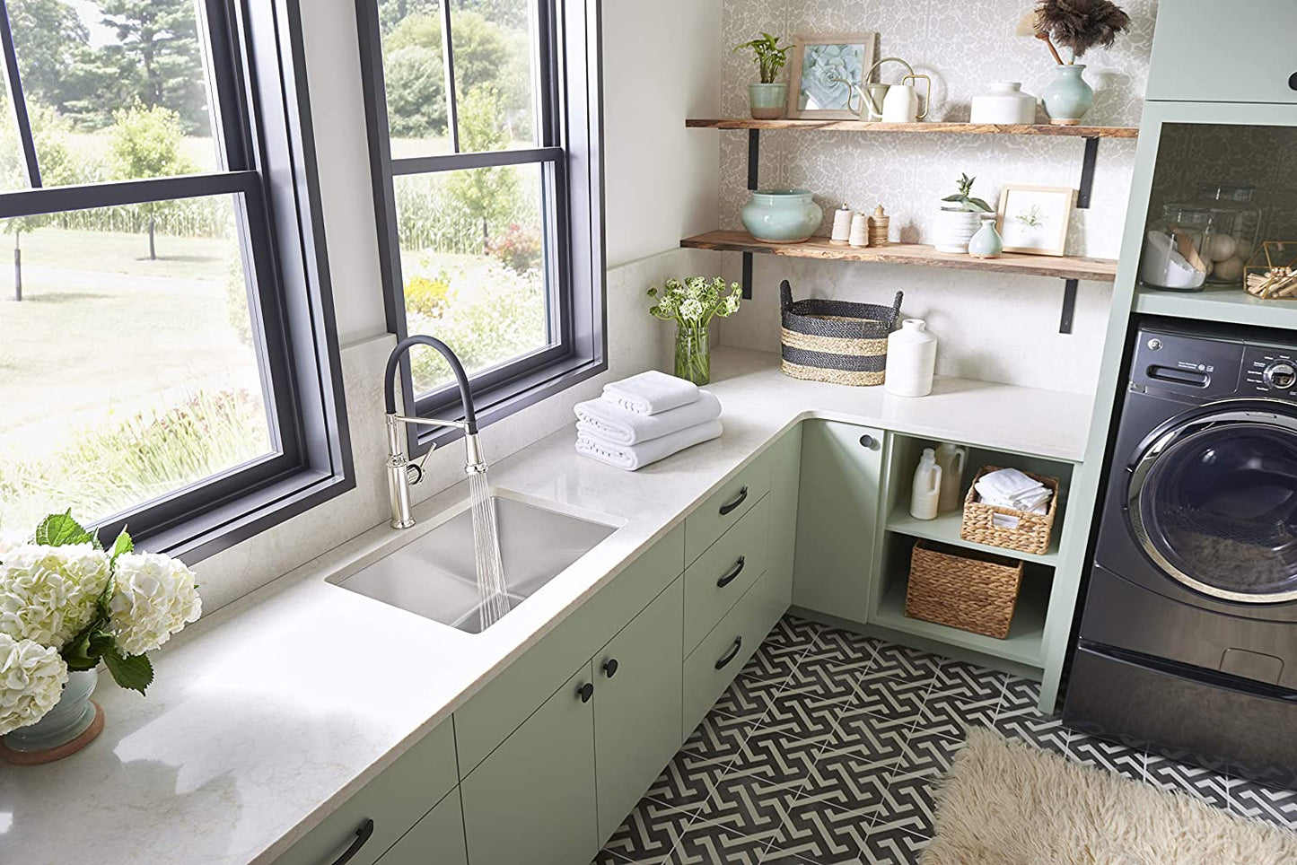 Quatrus R15 Drop-In or Undermount Laundry Sink, Stainless Steel