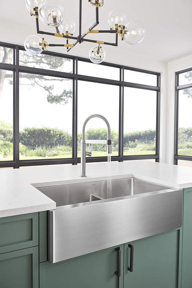 Quatrus R15 33" Farmhouse Apron-Front, Stainless Steel Kitchen Sink