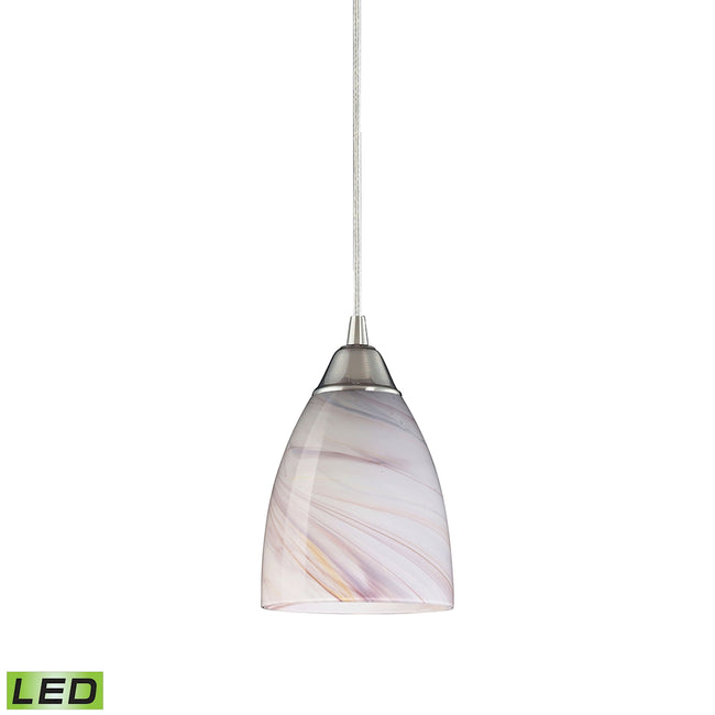 ELK Lighting 527-1CR-LED - Pierra 5" Wide 1-Light Mini Pendant in Satin Nickel with Creme Swirl Glas