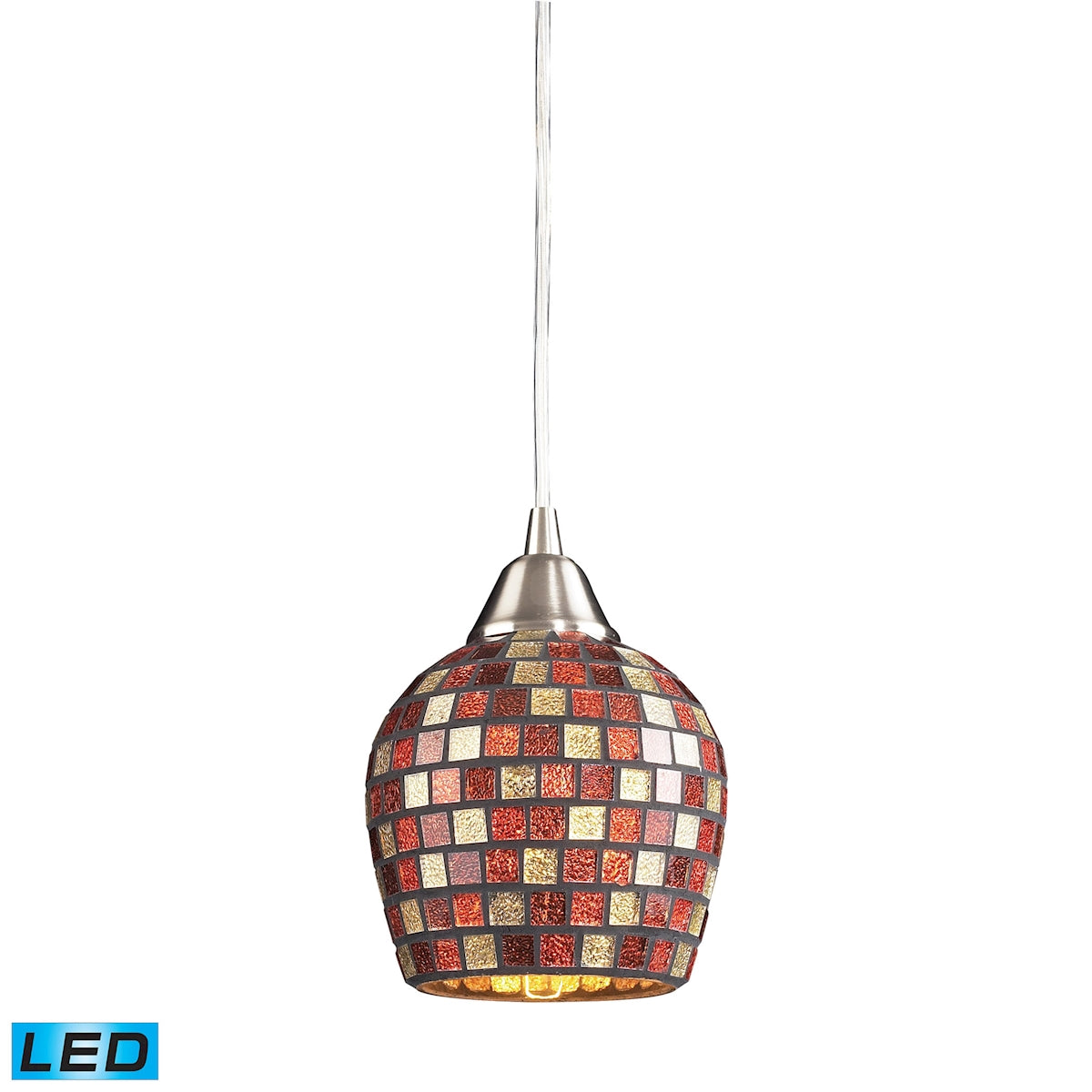 ELK Lighting 528-1MLT-LED - Fusion 5" Wide 1-Light Mini Pendant in Satin Nickel with Multi-colored M
