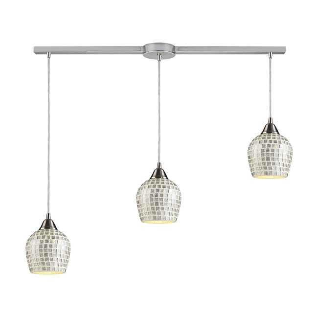 ELK Lighting 528-3L-SLV - Fusion 5" Wide 3-Light Linear Pendant Fixture in Satin Nickel with Silver