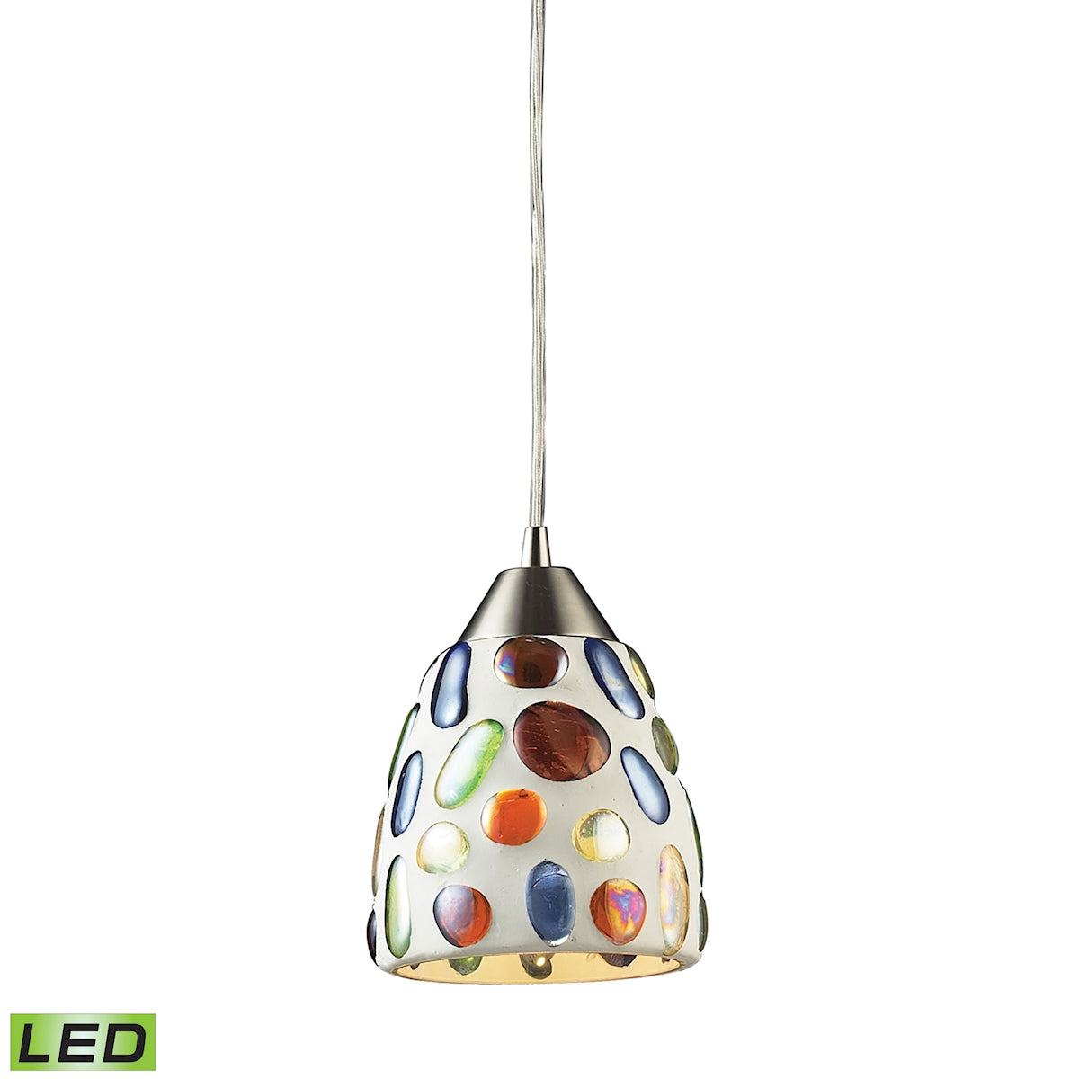ELK Lighting 542-1-LED - Gemstone 6" Wide 1-Light Mini Pendant in Satin Nickel with Sculpted Multi-c