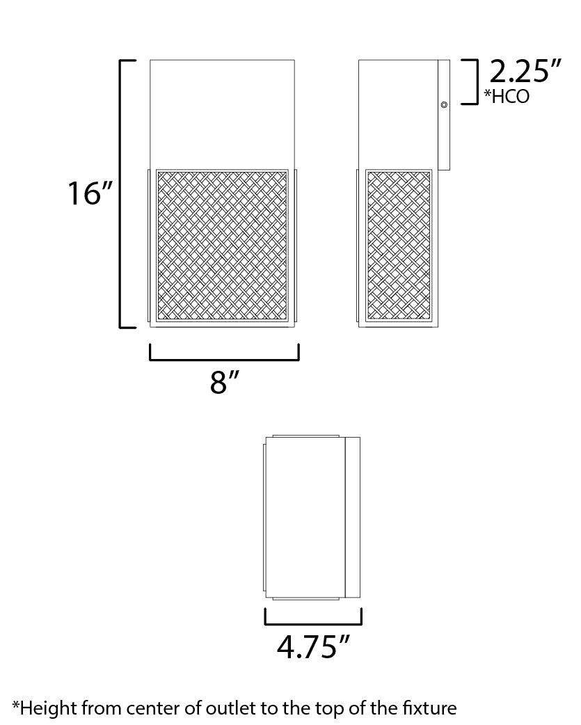 54804RABK - Lattice 16" Outdoor Wall Sconce - Black