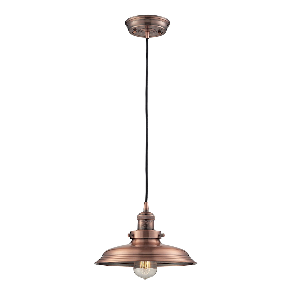 ELK Lighting 55031/1 - Newberry 11" Wide 1-Light Mini Pendant in Antique Copper with Matching Shade
