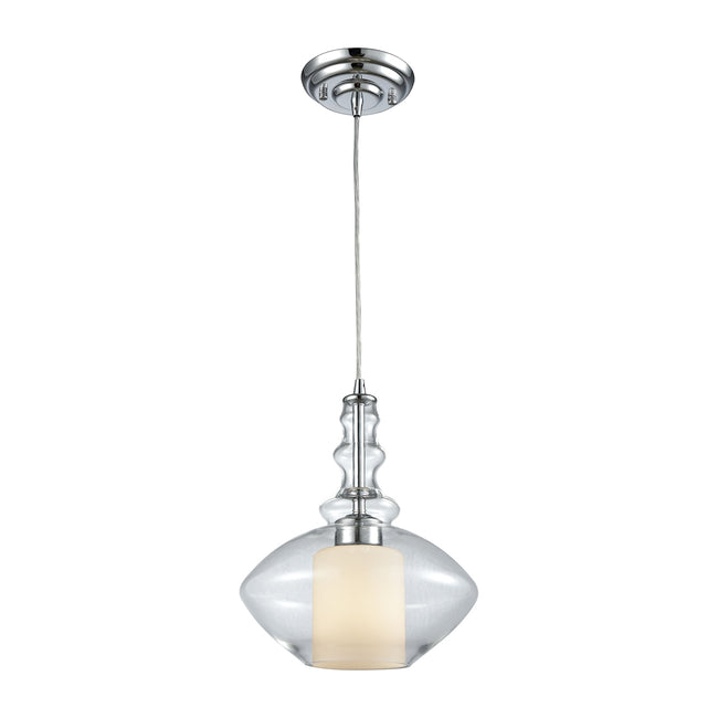 ELK Lighting 56500/1 - Alora 10" Wide 1-Light Mini Pendant in Chrome with Clear and Opal White Glass