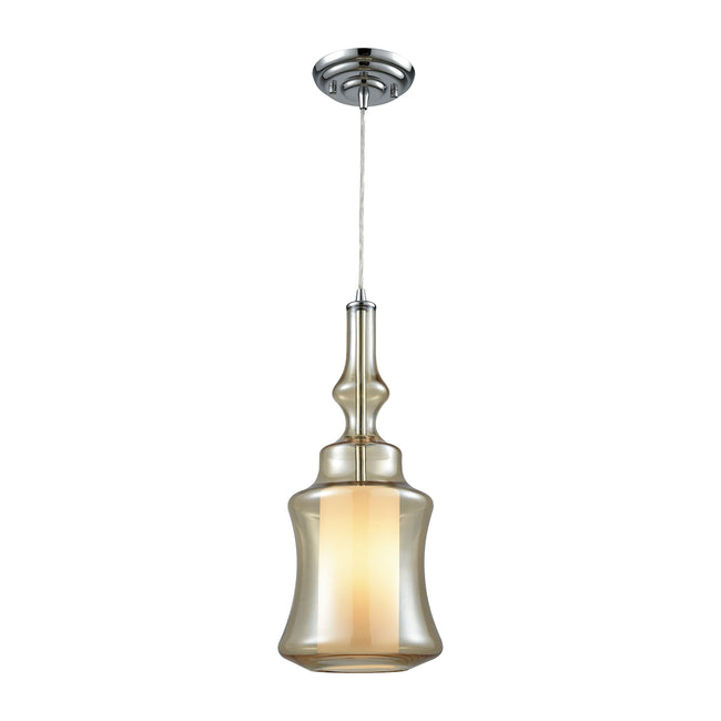 ELK Lighting 56502/1 - Alora 8" Wide 1-Light Mini Pendant in Chrome with Champagne-plated and Opal G