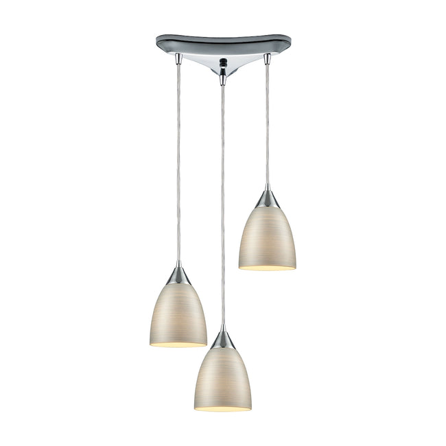 ELK Lighting 56530/3 - Merida 10" Wide 3-Light Triangular Pendant Fixture in Polished Chrome with Si