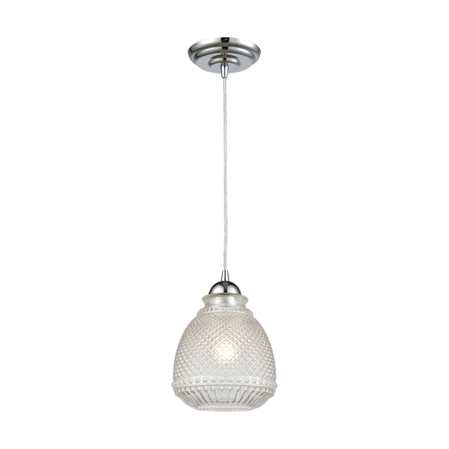 ELK Lighting 56590/1 - Victoriana 7" Wide 1-Light Mini Pendant in Polished Chrome with Clear Crossha