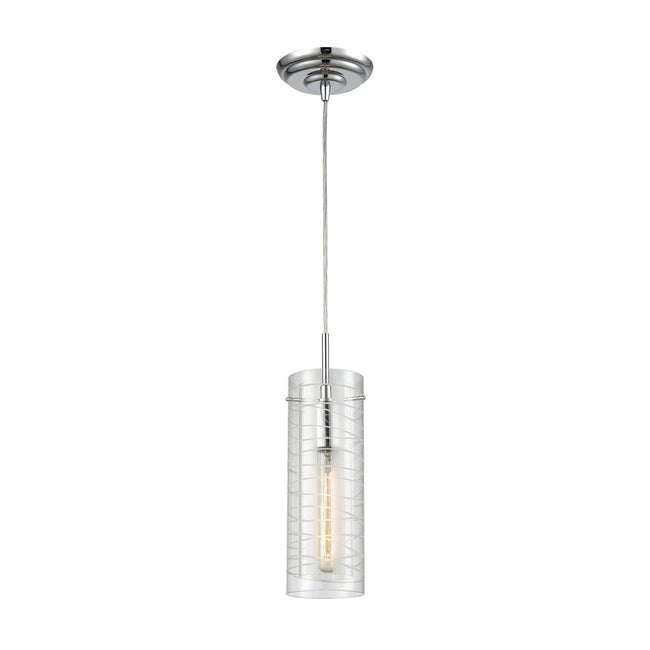 ELK Lighting 56595/1 - Swirl 5" Wide 1-Light Mini Pendant in Polished Chrome with Clear Etched Glass