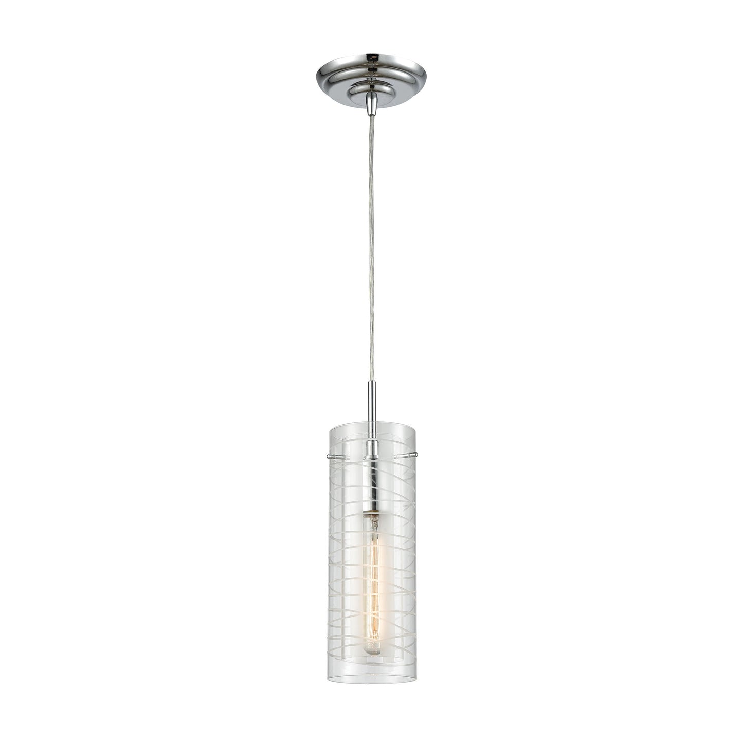 ELK Lighting 56595/1 - Swirl 5" Wide 1-Light Mini Pendant in Polished Chrome with Clear Etched Glass