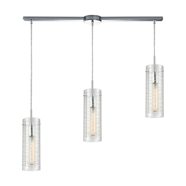 ELK Lighting 56595/3L - Swirl 38" Wide 3-Light Linear Mini Pendant Fixture in Polished Chrome with C