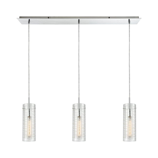 ELK Lighting 56595/3LP - Swirl 36" Wide 3-Light Linear Mini Pendant Fixture in Polished Chrome with
