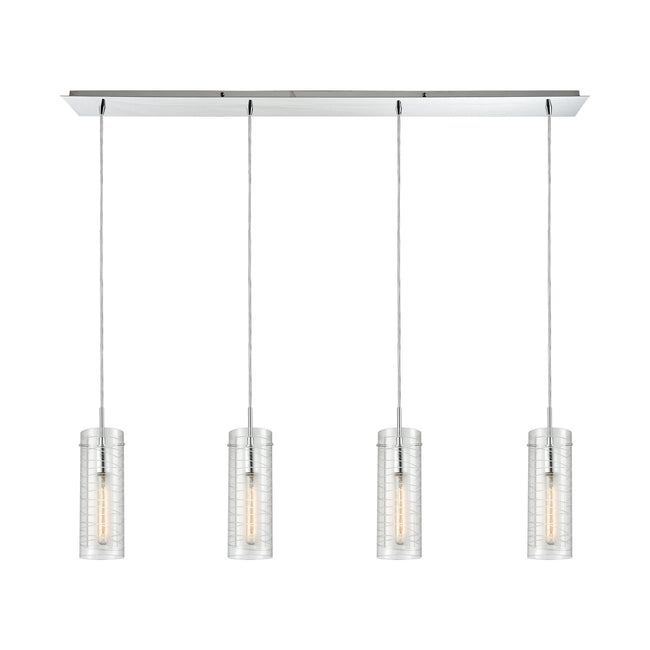 ELK Lighting 56595/4LP - Swirl 46" Wide 4-Light Linear Pendant Fixture in Polished Chrome with Clear