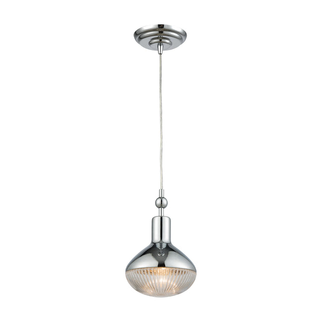 ELK Lighting 56623/1 - Ravette 6" Wide 1-Light Mini Pendant in Polished Chrome with Clear Ribbed Gla