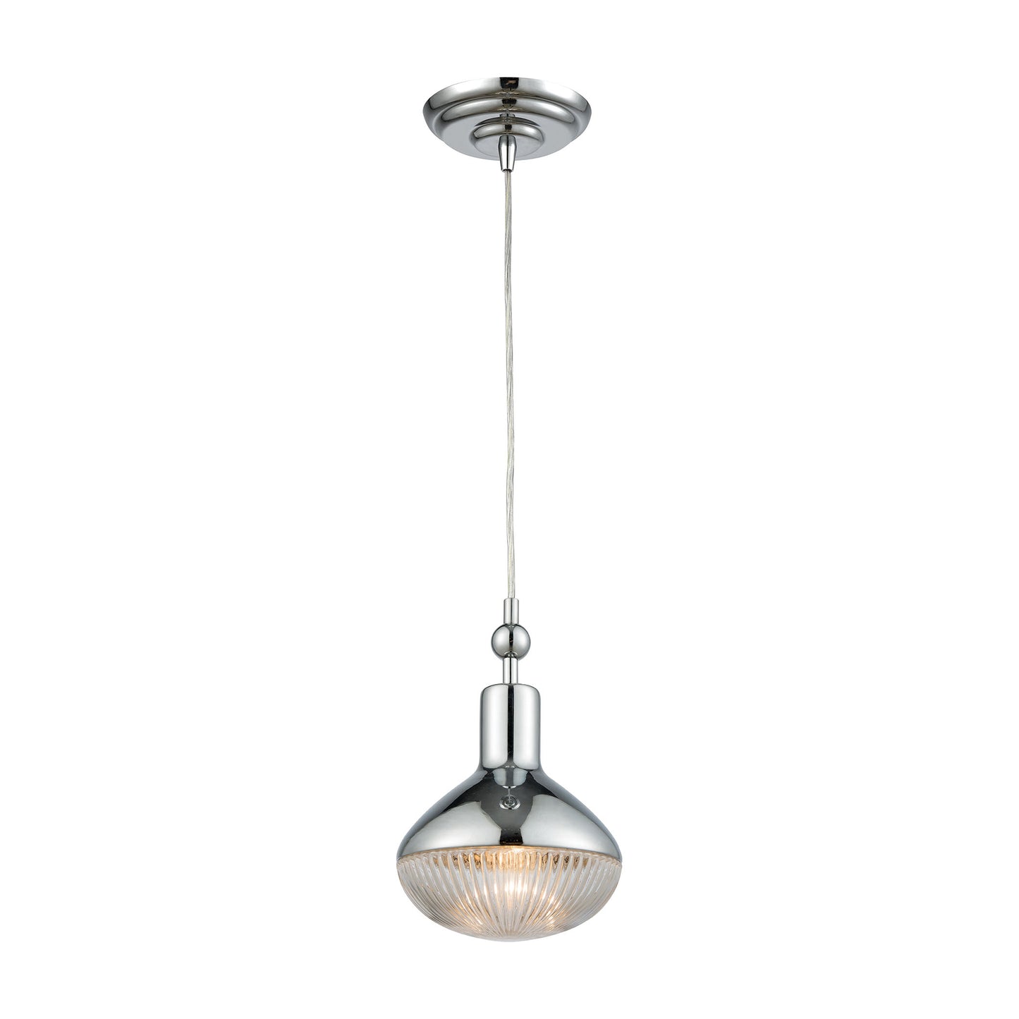 ELK Lighting 56623/1 - Ravette 6" Wide 1-Light Mini Pendant in Polished Chrome with Clear Ribbed Gla