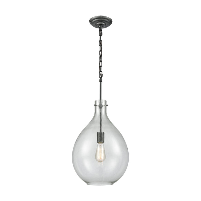 ELK Lighting 56640/1 - Sunderland 12" Wide 1-Light Mini Pendant in Silvered Graphite with Clear Blow