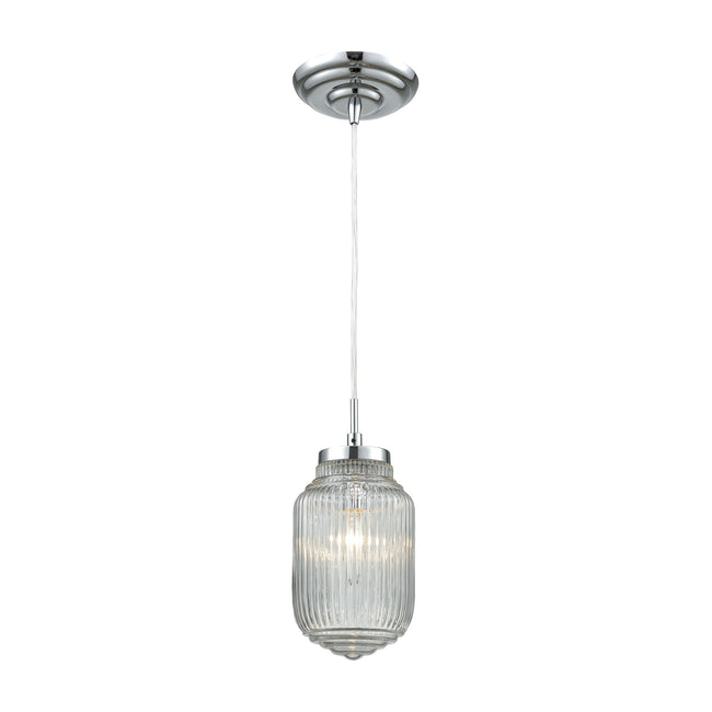 ELK Lighting 56662/1 - Dubois 5" Wide 1-Light Mini Pendant in Polished Chrome with Clear Ribbed Glas