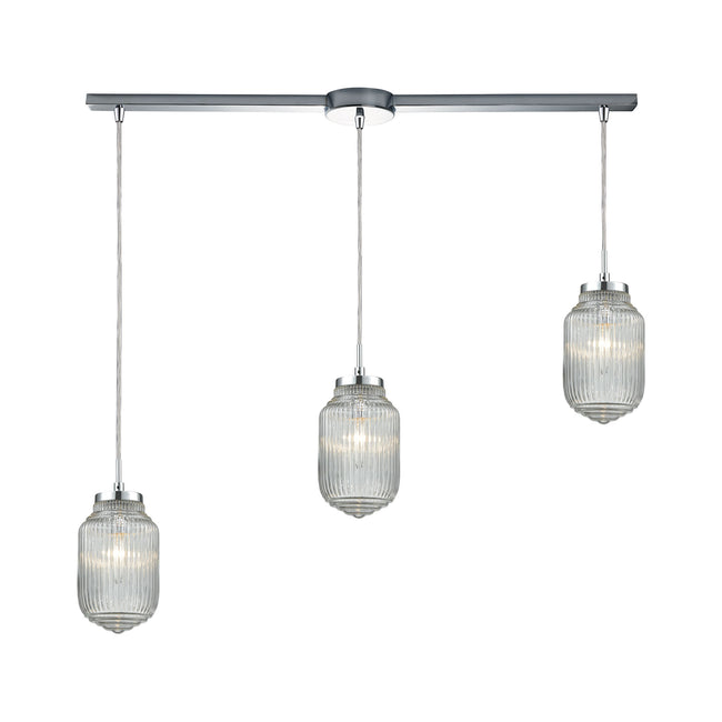ELK Lighting 56662/3L - Dubois 38" Wide 3-Light Linear Pendant Fixture in Polished Chrome with Clear