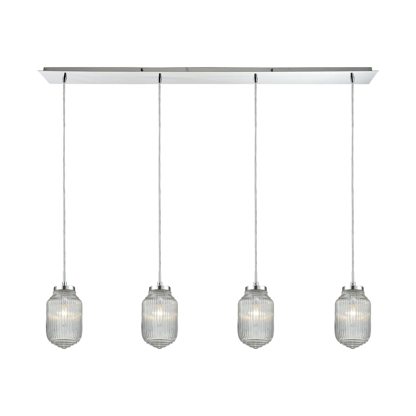 ELK Lighting 56662/4LP - Dubois 10" Wide 4-Light Linear Pendant Fixture in Polished Chrome with Clea