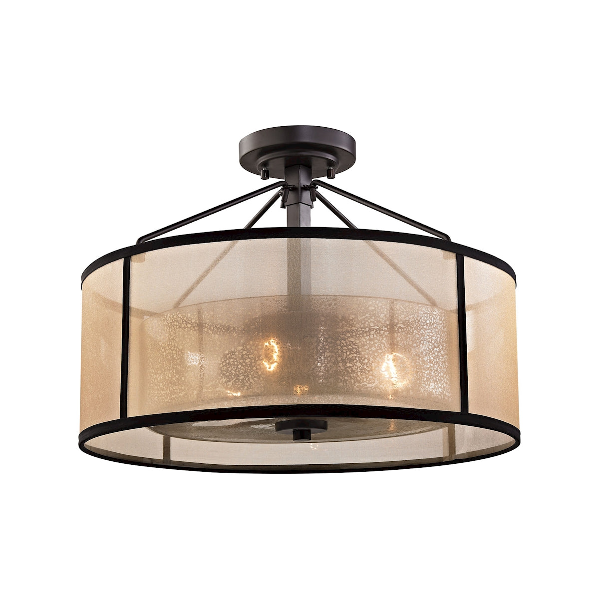 ELK Lighting 57024/3 - Diffusion 18" Wide 3-Light Semi Flush in Oiled Bronze with Organza and Mercur