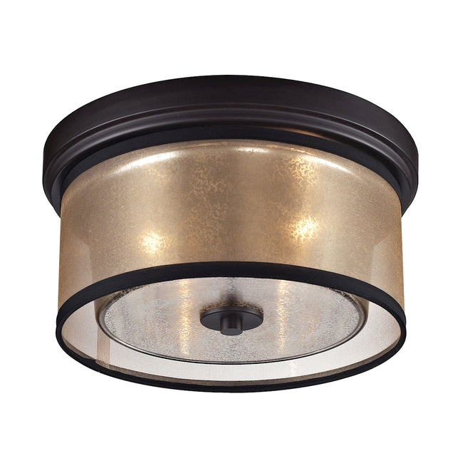 ELK Lighting 57025/2 - Diffusion 13" Wide 2-Light Flush Mount in Oiled Bronze with Organza and Mercu