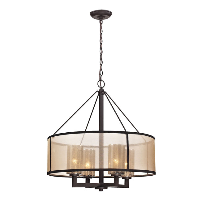ELK Lighting 57027/4 - Diffusion 24" Wide 4-Light Chandelier in Oiled Bronze with Organza and Mercur