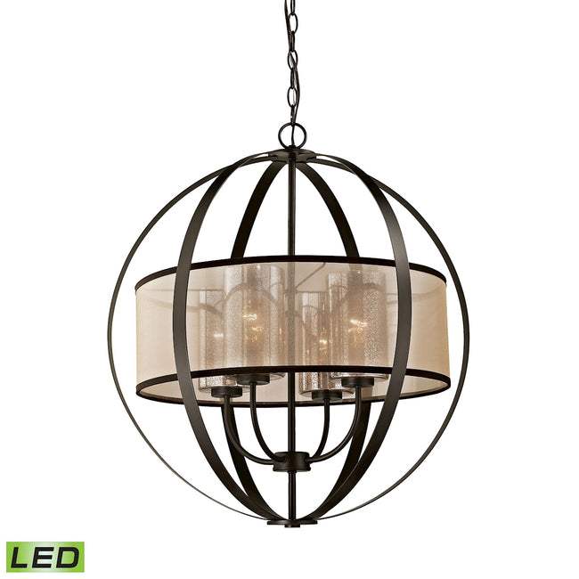 ELK Lighting 57029/4-LED - Diffusion 24" Wide 4-Light Chandelier in Oiled Bronze with Organza and Me