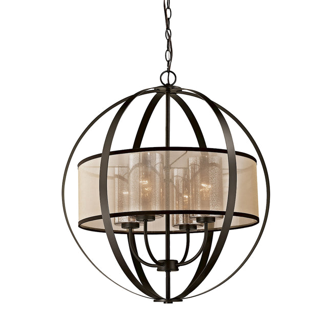 ELK Lighting 57029/4 - Diffusion 24" Wide 4-Light Chandelier in Oiled Bronze with Organza and Mercur