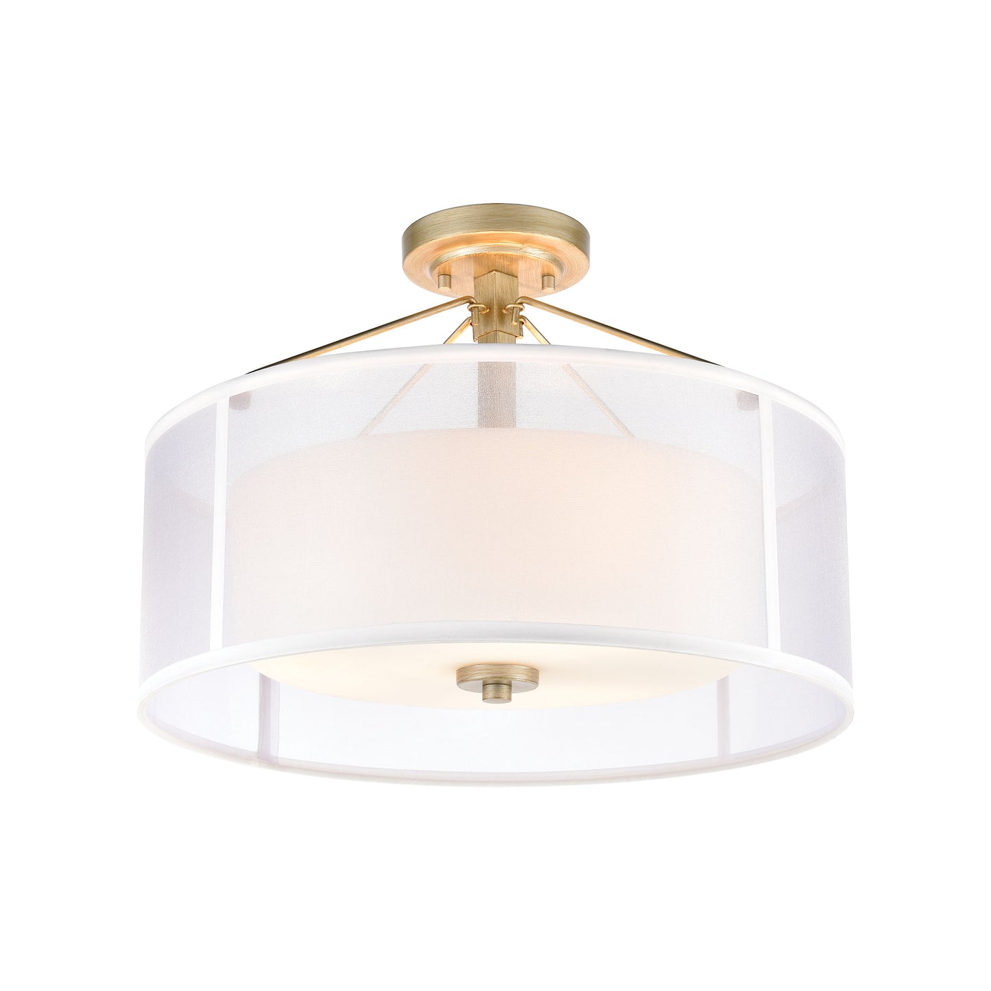 ELK Lighting 57034/3 - Diffusion 18" Wide 3-Light Semi Flush Mount in Aged Silver with Frosted Glass