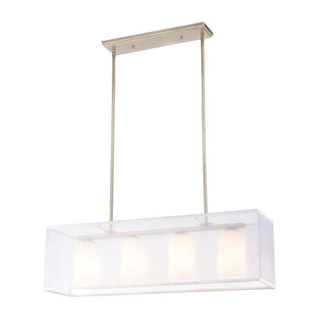 ELK Lighting 57038/4 - Diffusion 34" Wide 4-Light Linear Chandelier in Aged Silver with Frosted Glas