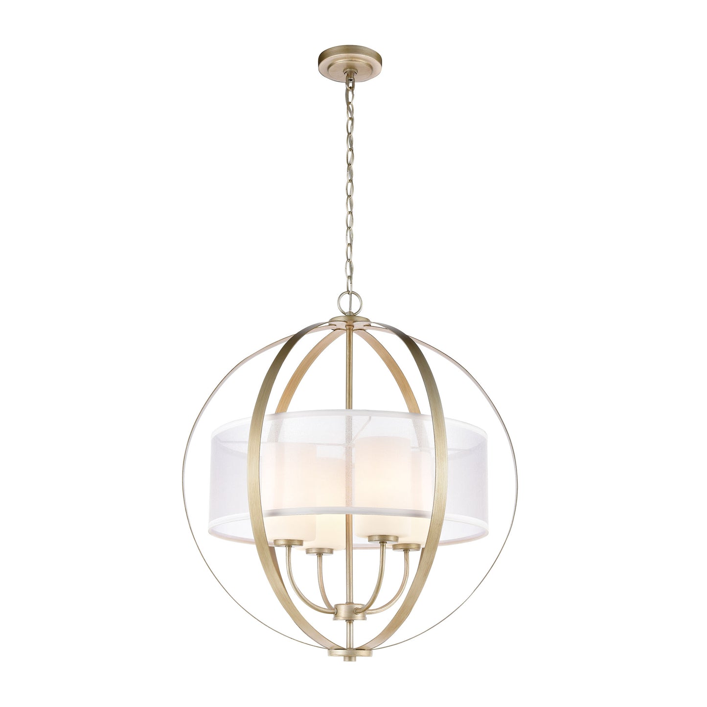ELK Lighting 57039/4 - Diffusion 24" Wide 4-Light Chandelier in Aged Silver with Frosted Glass Insid