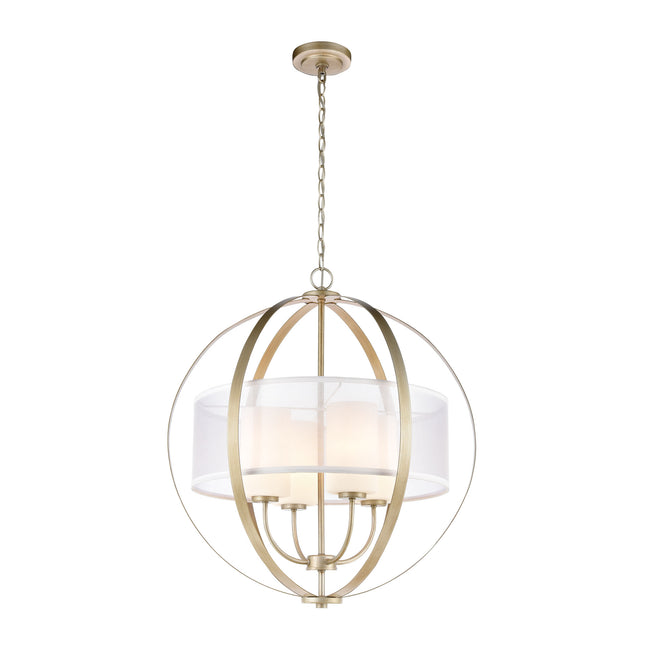 ELK Lighting 57039/4 - Diffusion 24" Wide 4-Light Chandelier in Aged Silver with Frosted Glass Insid