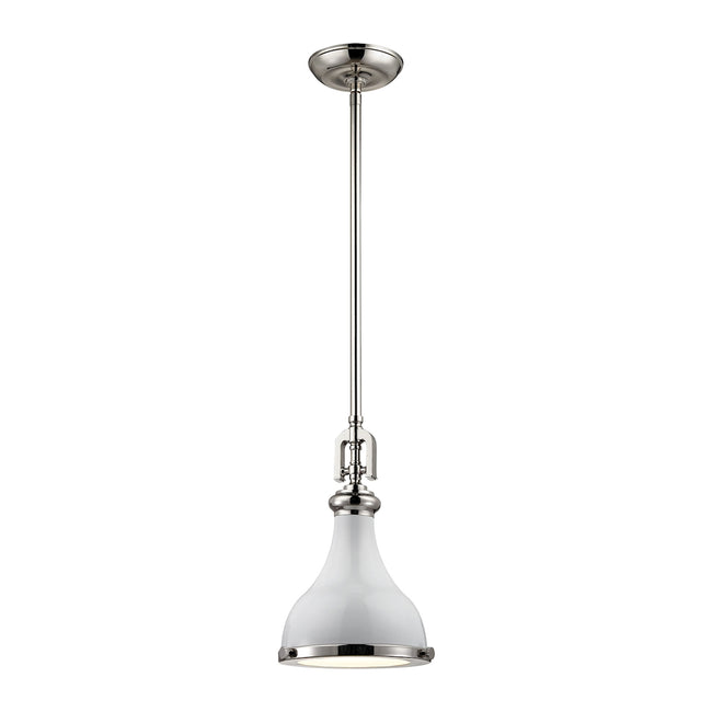 ELK Lighting 57040/1 - Rutherford 9" Wide 1-Light Mini Pendant in Polished Nickel with Gloss White S
