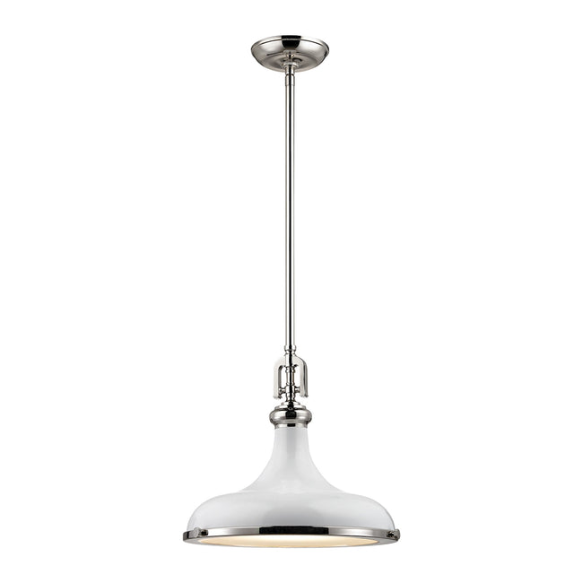 ELK Lighting 57041/1 - Rutherford 15" Wide 1-Light Pendant in Polished Nickel with Gloss White Shade