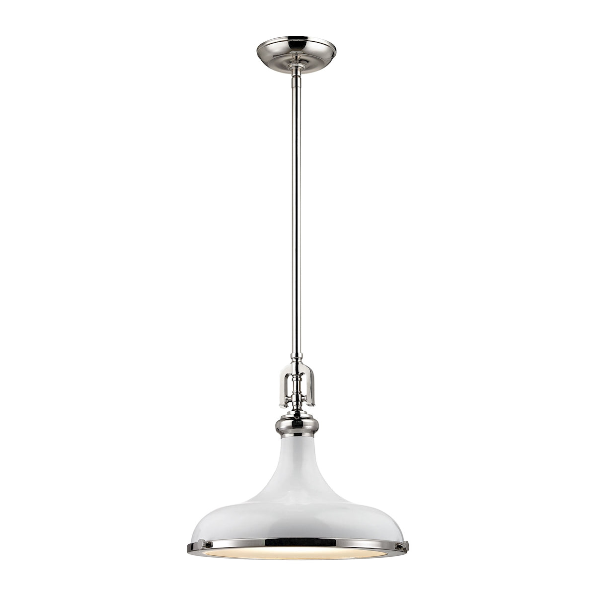 ELK Lighting 57041/1 - Rutherford 15" Wide 1-Light Pendant in Polished Nickel with Gloss White Shade