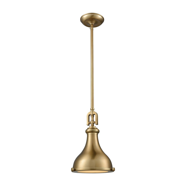 ELK Lighting 57070/1 - Rutherford 9" Wide 1-Light Mini Pendant in Satin Brass with Metal Shade