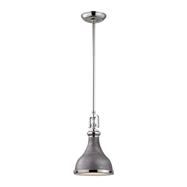 ELK Lighting 57080/1 - Rutherford 9" Wide 1-Light Mini Pendant in Polished Nickel and Weathered Zinc