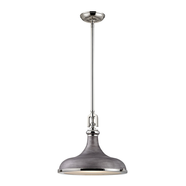 ELK Lighting 57081/1 - Rutherford 15" Wide 1-Light Pendant in Polished Nickel and Weathered Zinc wit