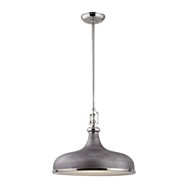 ELK Lighting 57082/1 - Rutherford 18" Wide 1-Light Pendant in Polished Nickel and Weathered Zinc wit