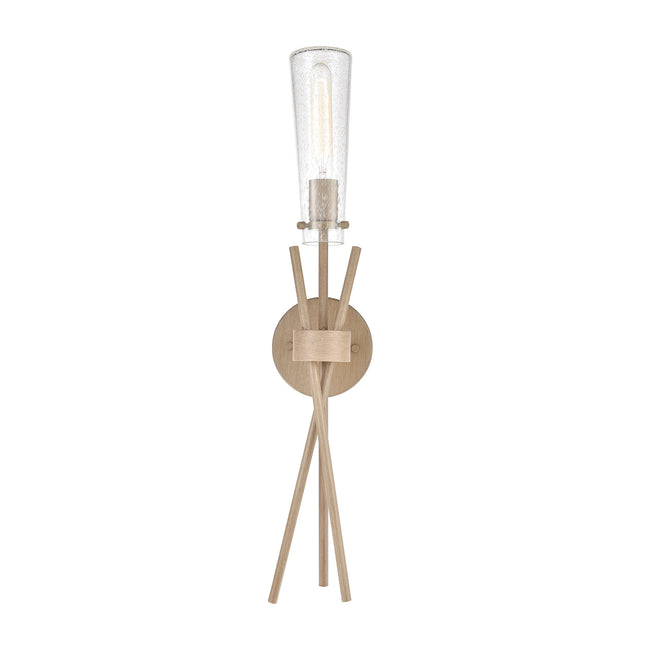 ELK Lighting 57280/1 - Stix 5" Wide 1-Light Sconce in Light Wood with Seedy Glass
