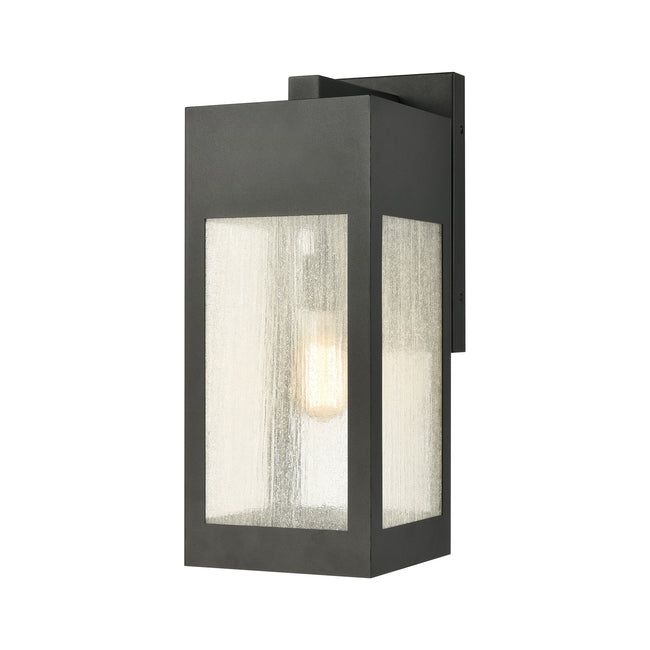 ELK Lighting 57302/1 - Angus 8" Wide 1-Light Outdoor Sconce in Charcoal with Seedy Glass Enclosure