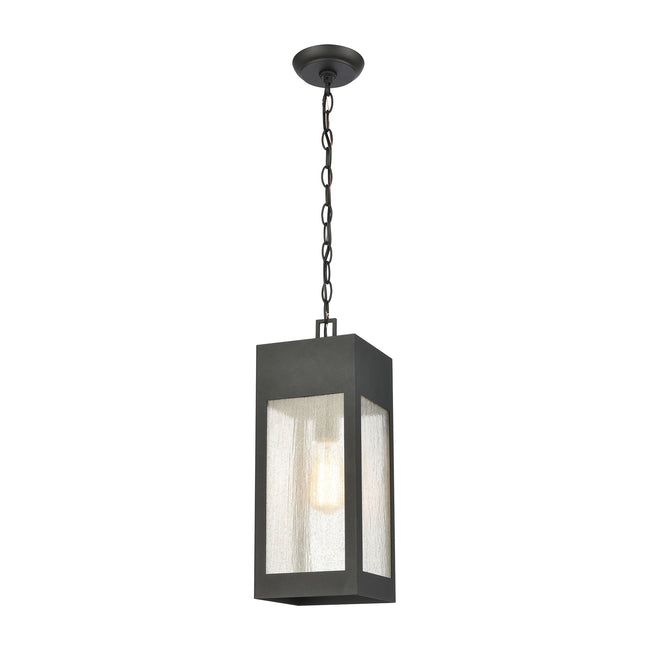 ELK Lighting 57303/1 - Angus 7" Wide 1-Light Outdoor Pendant in Charcoal with Seedy Glass Enclosure