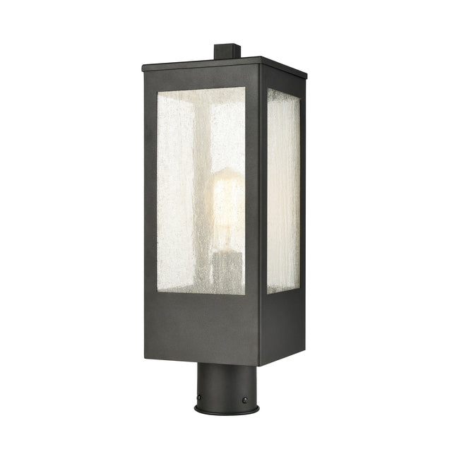 ELK Lighting 57304/1 - Angus 7" Wide 1-Light Outdoor Post Mount in Charcoal with Seedy Glass Enclosu