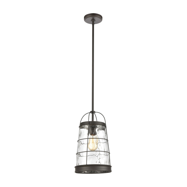 ELK Lighting 57310/1 - Azaria 9" Wide 1-Light Mini Pendant in Oil Rubbed Bronze with Water Glass