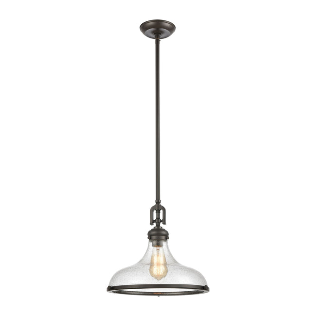 ELK Lighting 57361/1 - Rutherford 15" Wide 1-Light Pendant in Oil Rubbed Bronze with Seedy Glass