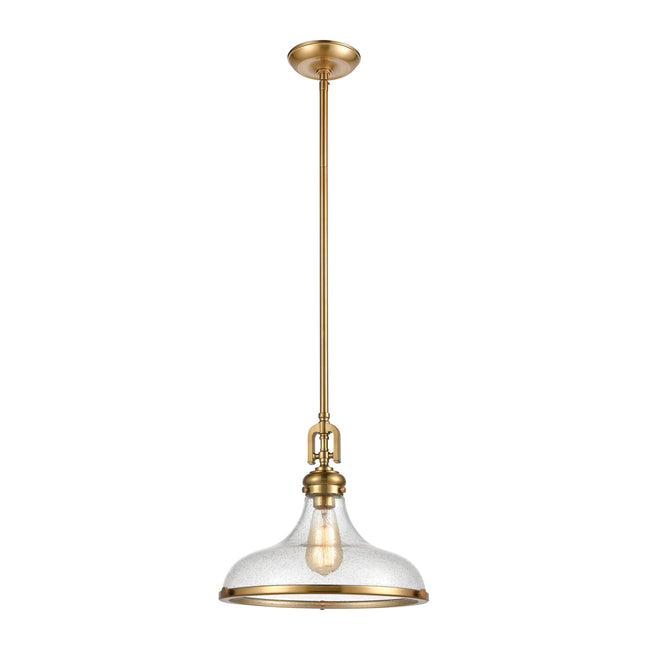 ELK Lighting 57371/1 - Rutherford 15" Wide 1-Light Pendant in Satin Brass with Seedy Glass